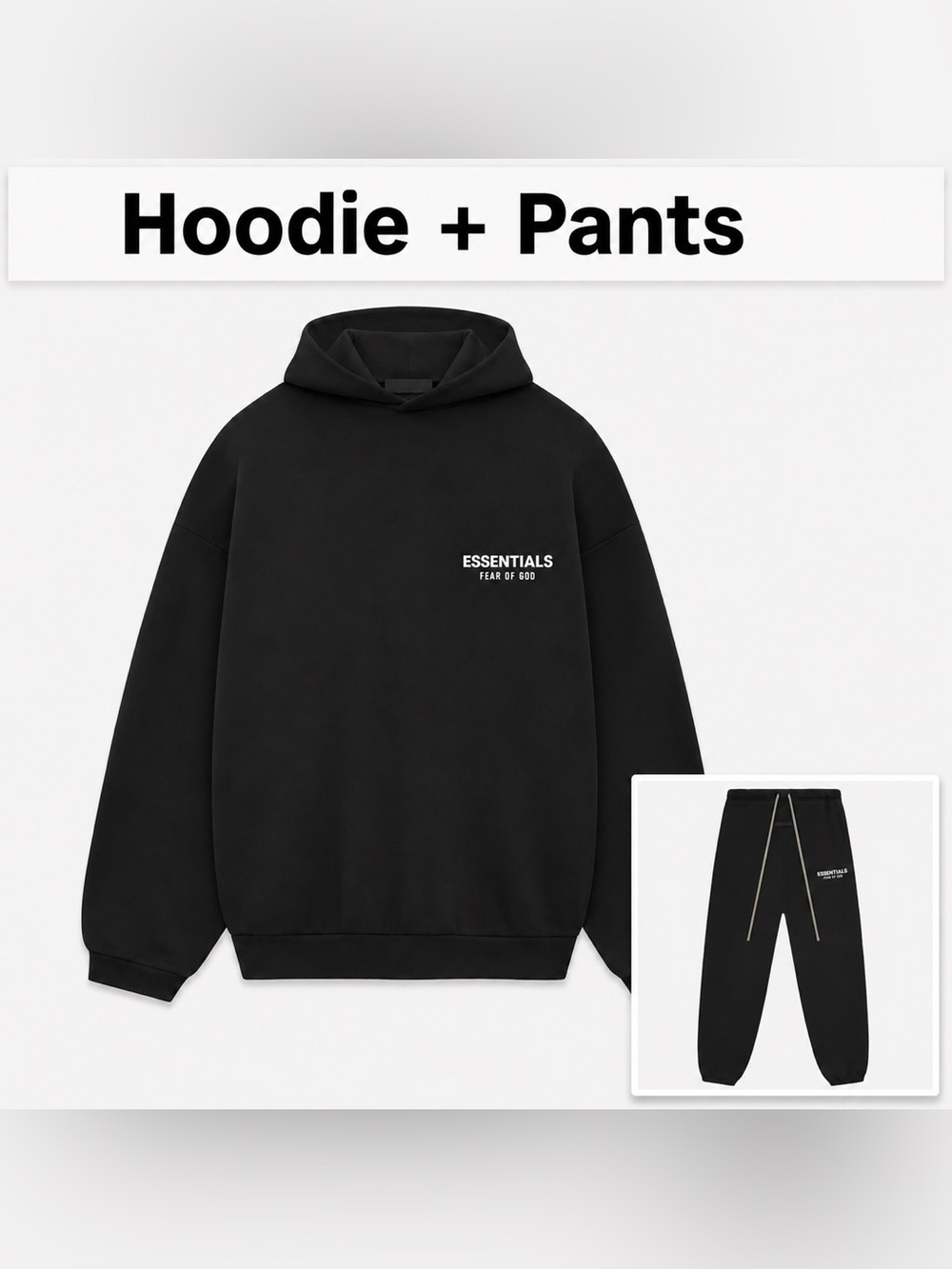Fear of God Essentials Black Hoodie + Pants Black set NWT all sizes